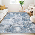 Guchuang Bedding Tapis de salon, 160 x 230 cm, bleu/gris, vintage, design abstrait, à poils courts, lavable, antidérapant, pour chambre à coucher : Cuisine et Maison