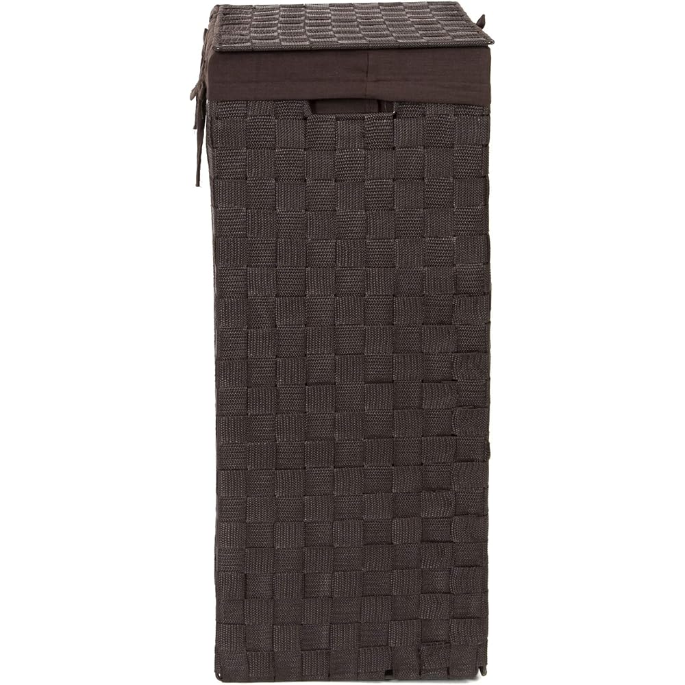 Compactor, Panier à linge rectangulaire avec couvercle Stan, Marron, Polypropylene, Dimensions: 25 x 38 x H.60 cm, RAN6896 : Cuisine et Maison