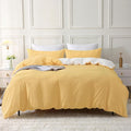 SOULFUL Housse de Couette 240x260 Coton, Jaune Ensembles de Housse de Couette avec Fermeture Éclair, 100% Coton Lavé, Texture Lin, Parure de Lit 240x260 Coton avec 2 Taie d'oreiller 65x65 cm : Cuisine et Maison