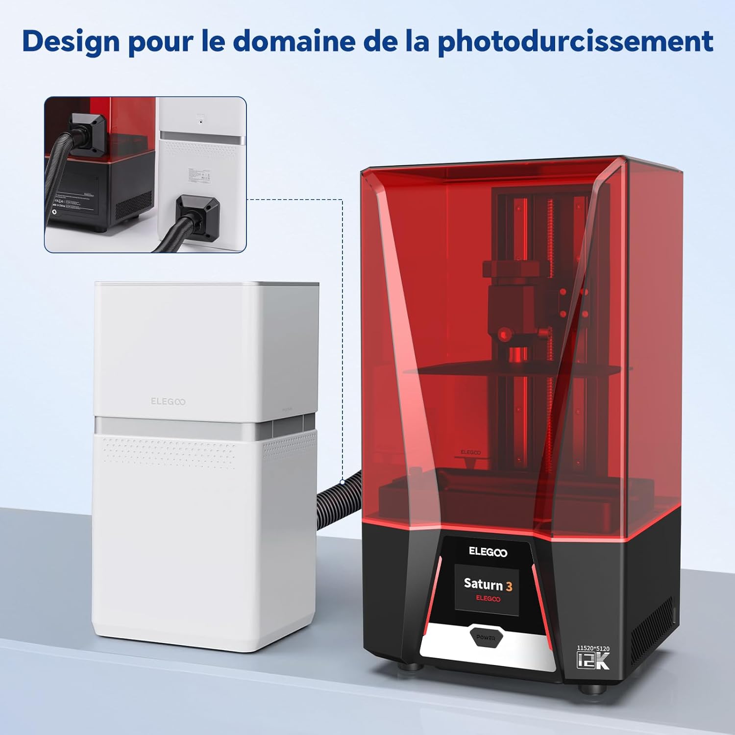 ELEGOO Mars Mate Purificateur d'air avec filtre à charbon actif adapté aux imprimantes 3D LCD Saturn 3 Ultra Mars 4 Ultra Taille de 210 mm x 247 mm x 410 mm : Cuisine et Maison