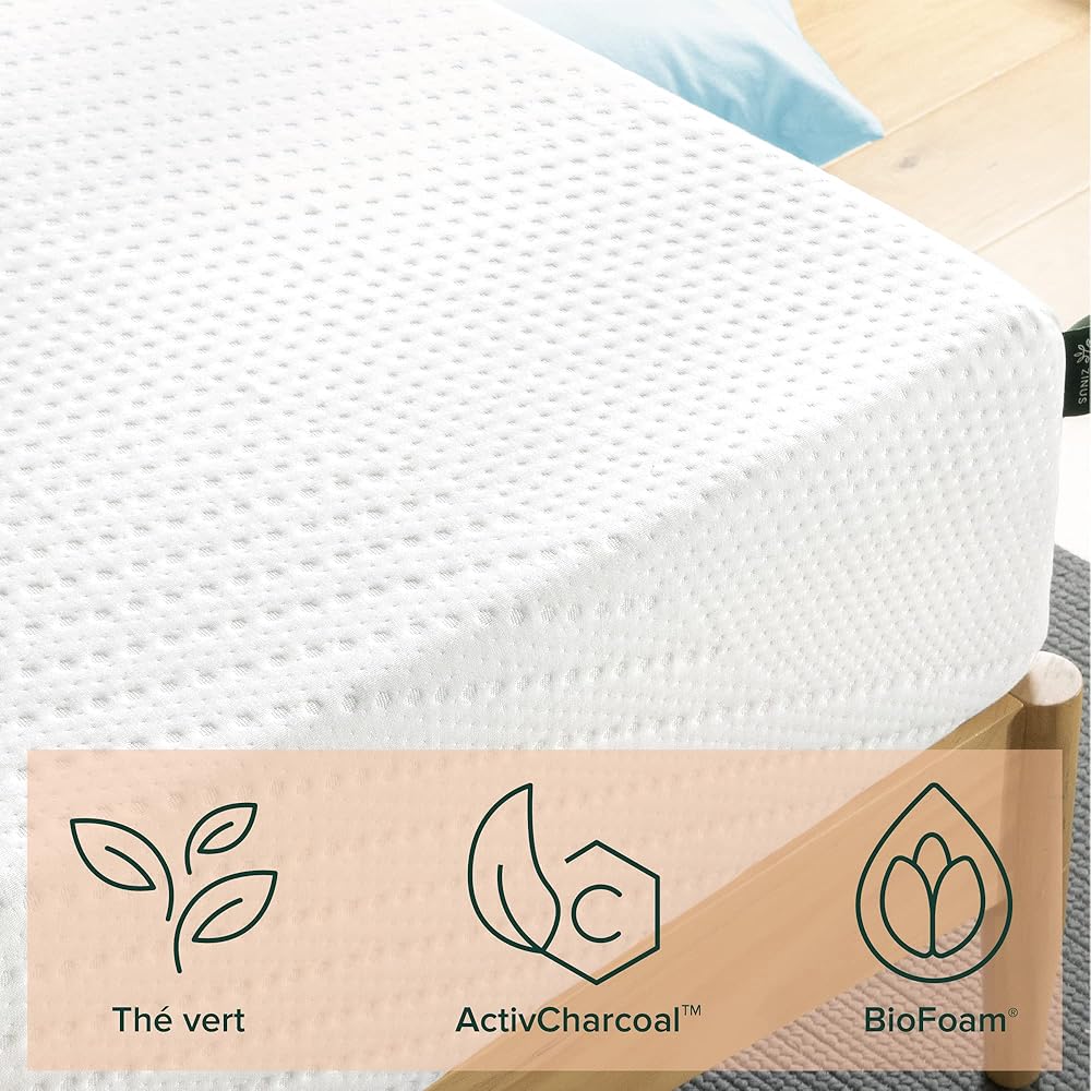 Zinus Matelas 90x190 cm - Hauteur du matelas 20cm - Matelas en mousse de thé vert : Cuisine et Maison