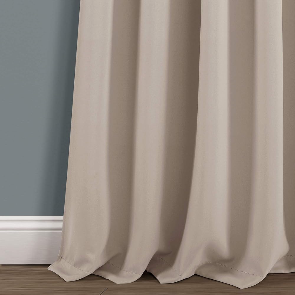 Lush Decor Paire de Rideaux occultants isolants avec languettes nouées sur Le Dessus, 132,1 cm de Large x 241,3 cm de Long, blé – Rideaux occultants Traditionnels et français pour Salon, Chambre à : Cuisine et Maison
