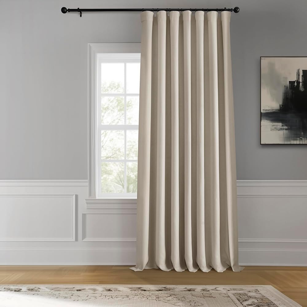 HPD Half Price Drapes BOCH-LN-DW-P Rideau occultant Extra Large en Lin (1 Panneau) 254 x 274 cm, BOCH-LN1856-108-DW, Bouleau : Cuisine et Maison