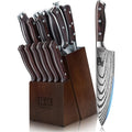 SHAN ZU Ensemble de Couteaux, 16 PCS Ensemble de Couteaux de Cuisine en Acier Inoxydable Allemand pour la Cuisine avec Bloc, Set de Couteaux de Chef Professionnel Ultra-tranchant avec Aiguiseur : Cuisine et Maison