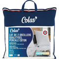 COLAS NORMAND - Lot de 2 Oreillers Qualitygel Percale 100% Coton - Moelleux - 60x60cm - Soutien cervicale - Qualité hôtel - Doux - Fabrication française - Blanc 73130206 : Cuisine et Maison