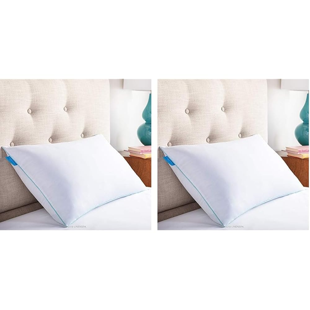 Linenspa Oreiller en Flocons de Mousse avec Gel Rafraichissant – Coussin – Oreiller Memoire Forme 40x60 cm, Blanc (Lot de 2) : Cuisine et Maison