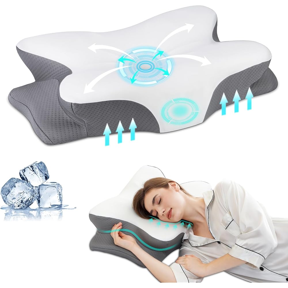 HBYGE Oreiller cervical pour soulager les douleurs cervicales, oreiller ergonomique pour dormir confortablement, oreiller orthopédique en mousse à mémoire de forme pour dormeurs sur le dos et le : Cuisine et Maison