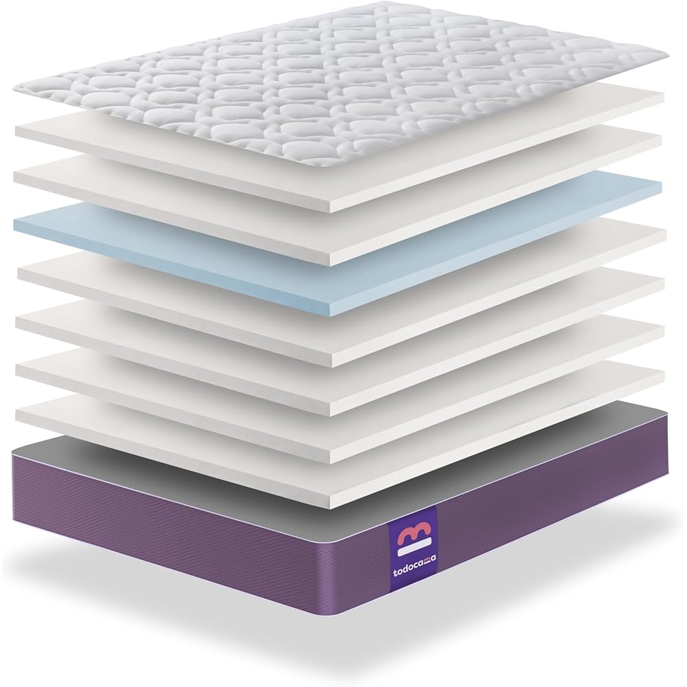 Todocama Airsoft Matelas, mémoire de Forme Gel Mousse de polyuréthane, Blanc, 140x190 cm : Cuisine et Maison
