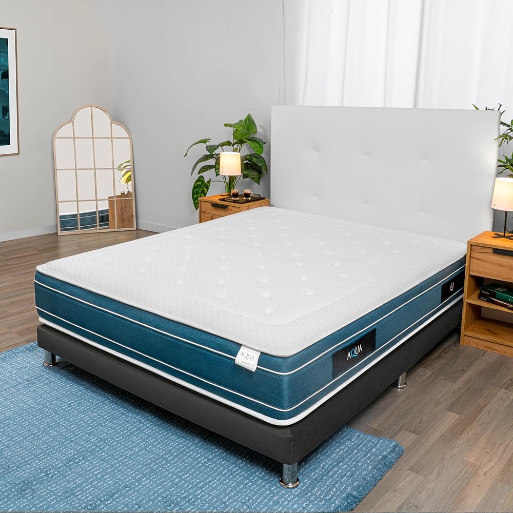 WIN REST Matelas à mémoire de Forme Gel à Ressorts ensachés Aqua, Hauteur 30 cm, fermeté Moyenne, Noyau de 750 Ressorts, Tissu damassé 400 g, Fibre hypoallergénique Super Soft (140 x 190 cm) : Cuisine et Maison
