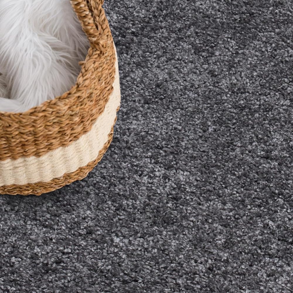 carpet city Shaggy Tapis de salon, à poils longs, motif uni, anthracite, 160 x 230 cm, doux et moelleux, moderne, convient également à la chambre à coucher : Cuisine et Maison
