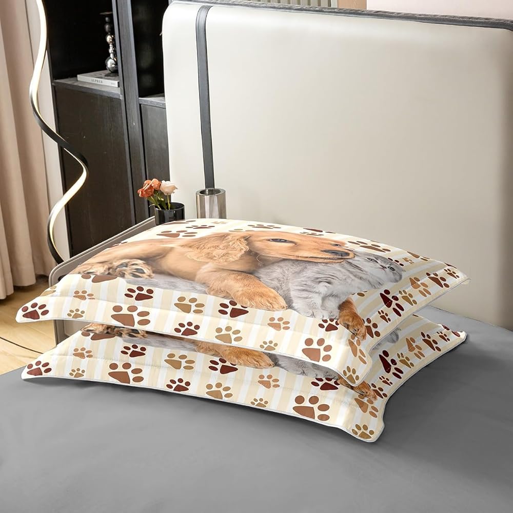 Homemissing Chat Chien 100% Coton Housse de Couette 220x240cm Parure de lit Coton Ensemble Housse de Couette pour Chat Chambre à Coucher Parure de lightCoton Ensemble Housse de Couette pour Animaux : Cuisine et Maison