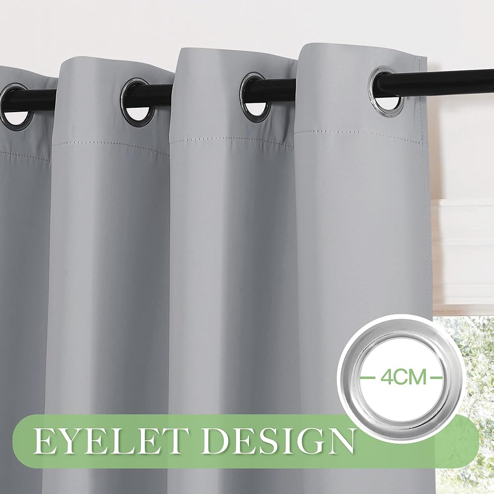 KGORGE Rideaux Grande Largeur - Rideaux Occultant Bloquer Lumiere Anti UV, Rideaux Opaque 2 Pièces pour Fenêtres Salon Chambre à Coucher, Largeur 200 x Hauter 220cm, Gris Clair : Cuisine et Maison