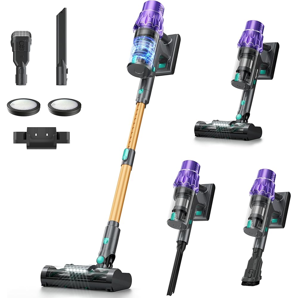 Aspirateur Balai sans Fil Puissant, 50KPA/70 Mins Aspirateur Balai sans Fil avec Écran tactile LED, Détection Auto de Poussière, Anti-Enchevêtrement, Aspirateur pour Tapis Sols Durs et Poils d'animaux : Cuisine et Maison