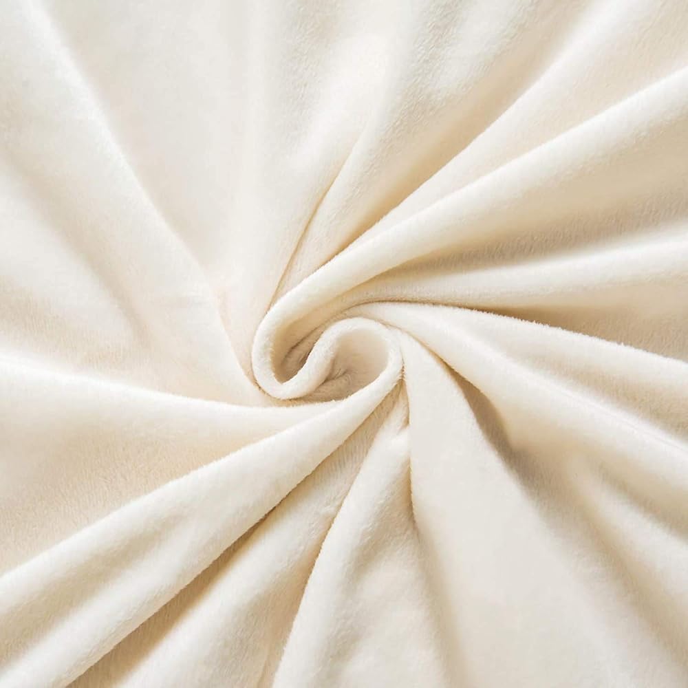 CoutureBridal Housse de Couette 220x240cm Blanc Crème Peluche Flanelle Hiver Chaude Duveteuse Parure de lit 2 Personnes 3 pièces avec Fermeture à Glissière + 2 Taies d'oreiller 65x65cm : Cuisine et Maison