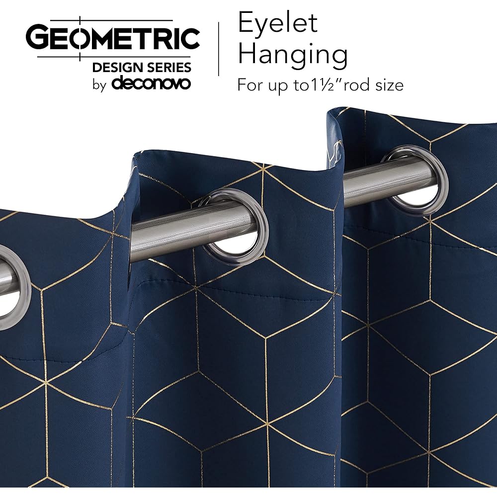 Deconovo Lot de 2 Rideaux Occultants Rideaux Chambre Fille Thermique Anti Froid Isolant avec Oeillets Bleu Marine 132x229cm : Cuisine et Maison