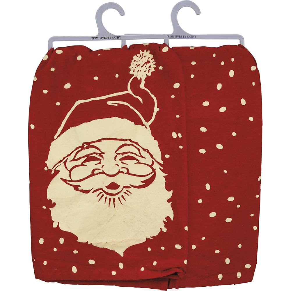 Primitives by Kathy Torchon à vaisselle en coton Serviette Essuie Main Motif visage de Père Noël 28 x 71 cm : Cuisine et Maison
