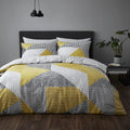 Catherine Lansfield Larsson Geo Ochre Parure de lit 200 x 220 + 65 x 65 cm (2) : Cuisine et Maison