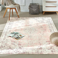 Xfrog Grand Tapis Traditionnel Lavable en Machine à Poils Courts antidérapant pour Salon, Bureau, Cuisine, Salle à Manger - Rose Clair - 160 x 230 cm : Cuisine et Maison