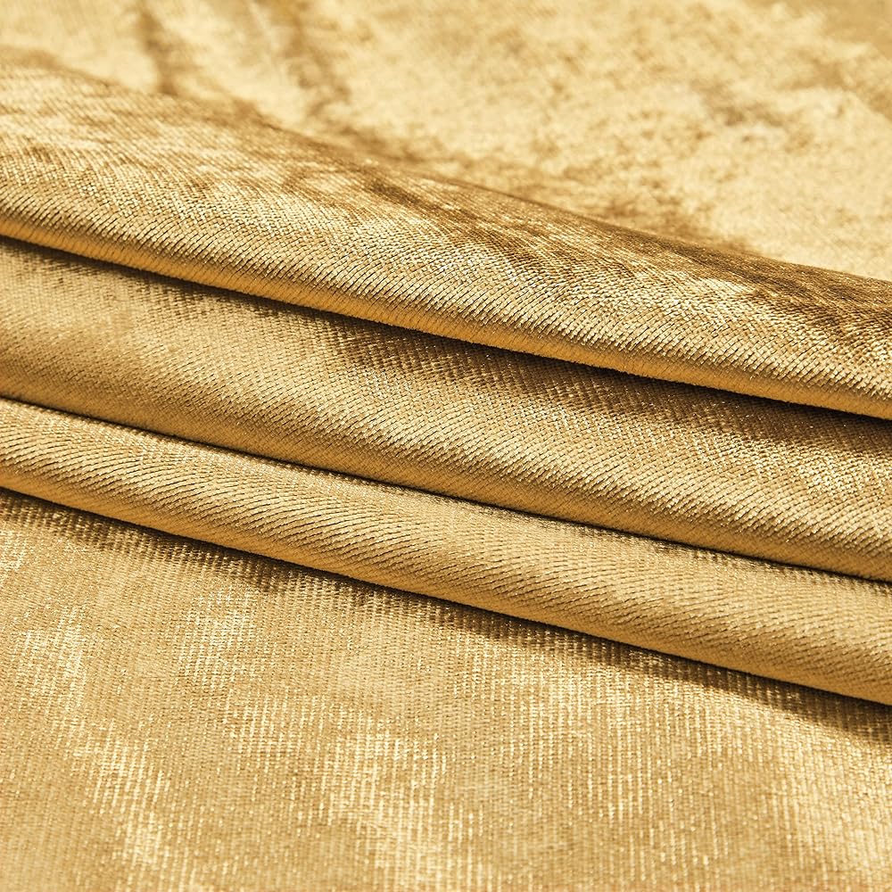 GIGIZAZA Rideaux en Velours d'Or 140 x 240 cm (Large X Longue) - Occultants Eyelet Spot pour Salon et Chambre à Coucher - Isolants 2 Pièces : Cuisine et Maison