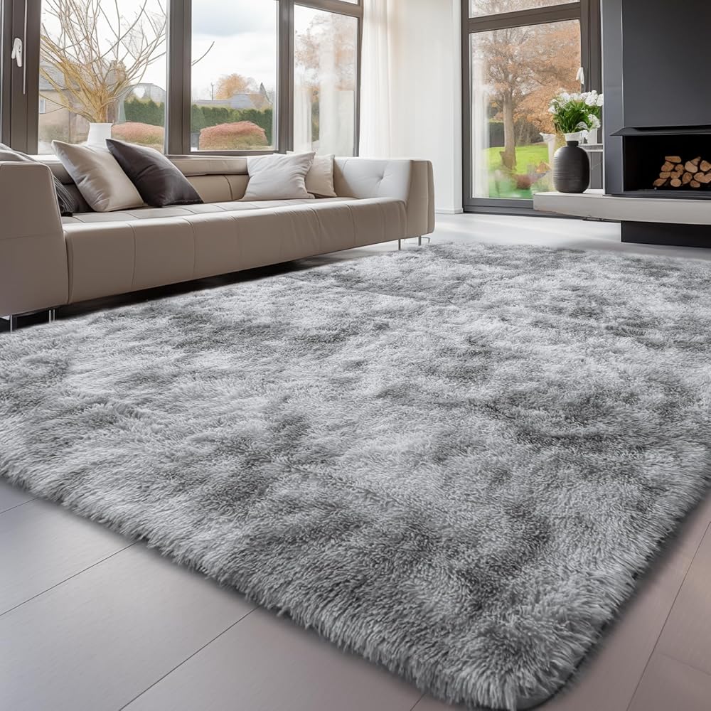Sour Lemon Tapis de Salon, à Poils Longs, Tapis Chambre Gris, 200 x 300 cm, antidérapant, Extra Large, Moelleux et Moderne, pour Chambre à Coucher, Chambre d'enfant : Cuisine et Maison