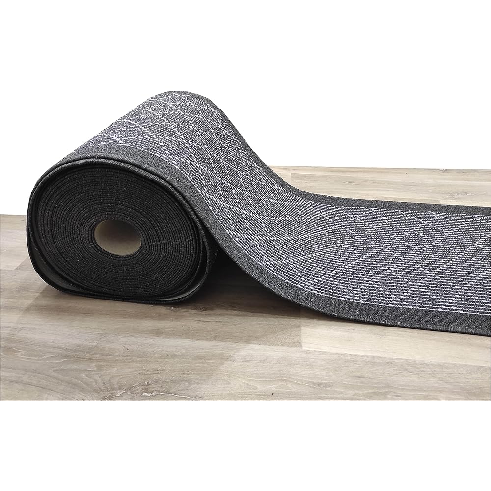 Tadi &amp; Imperio1979 Tapis Long pour Couloir, Cuisine, entrées antidérapantes, Coloris Taupe et Anthracite, Lavable en Machine et à la Main. : Cuisine et Maison