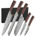 Sunnecko Set Couteau Cuisine Professionnel - Couteaux de Cuisine Japonais 5 Pièces en Acier Inox Lasé, Couteau Office Chef Santoku Pain Légume : Cuisine et Maison