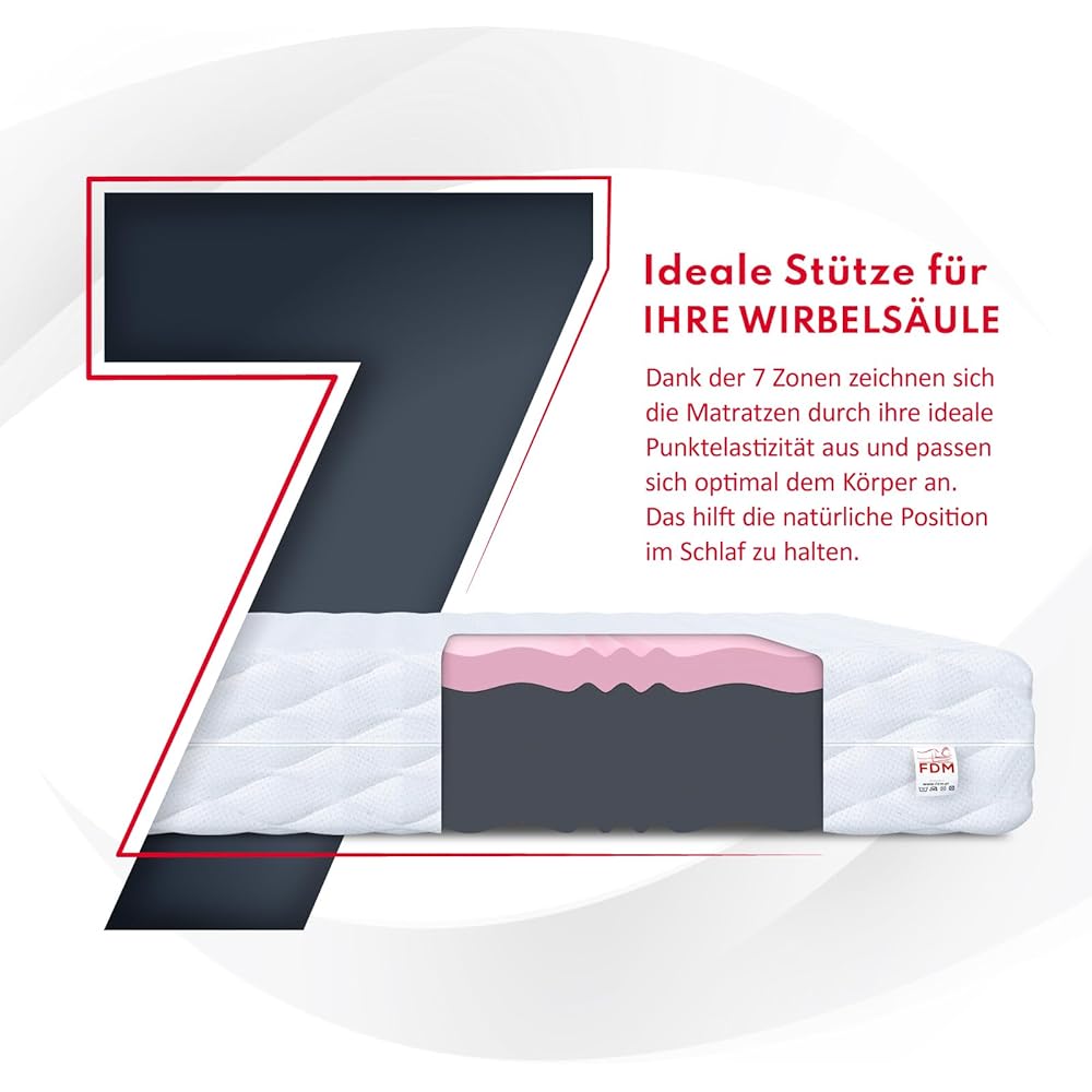 FDM Select Max Double Matelas 140x200 cm Mousse à Mémoire de Forme Épaisseur 24 cm Fermeté H3 H4 Matelas à Deux Faces 7 Zones de Confort Housse Lavable Oeko-TEX Hypoallergénique : Cuisine et Maison