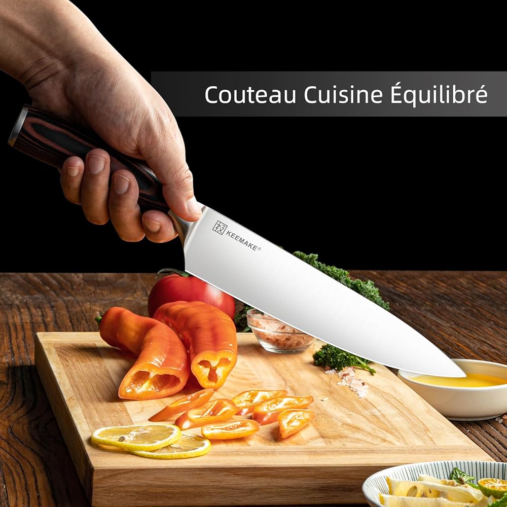 KEEMAKE Couteaux de Cuisine Set Professionnel en Acier Inoxydable, Couteau Cuisine Office Chef Universel Multifonction pour Viande Légume Restaurant : Cuisine et Maison