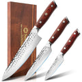 Sunnecko Couteaux de Cuisine Japonais 3pcs, Set Couteau Cuisine Professionnel en Acier Inoxydable Manche Pakkawood, Couteau Office Chef Viande Fruit Légume : Cuisine et Maison