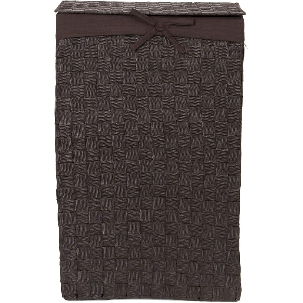 Compactor, Panier à linge rectangulaire avec couvercle Stan, Marron, Polypropylene, Dimensions: 25 x 38 x H.60 cm, RAN6896 : Cuisine et Maison