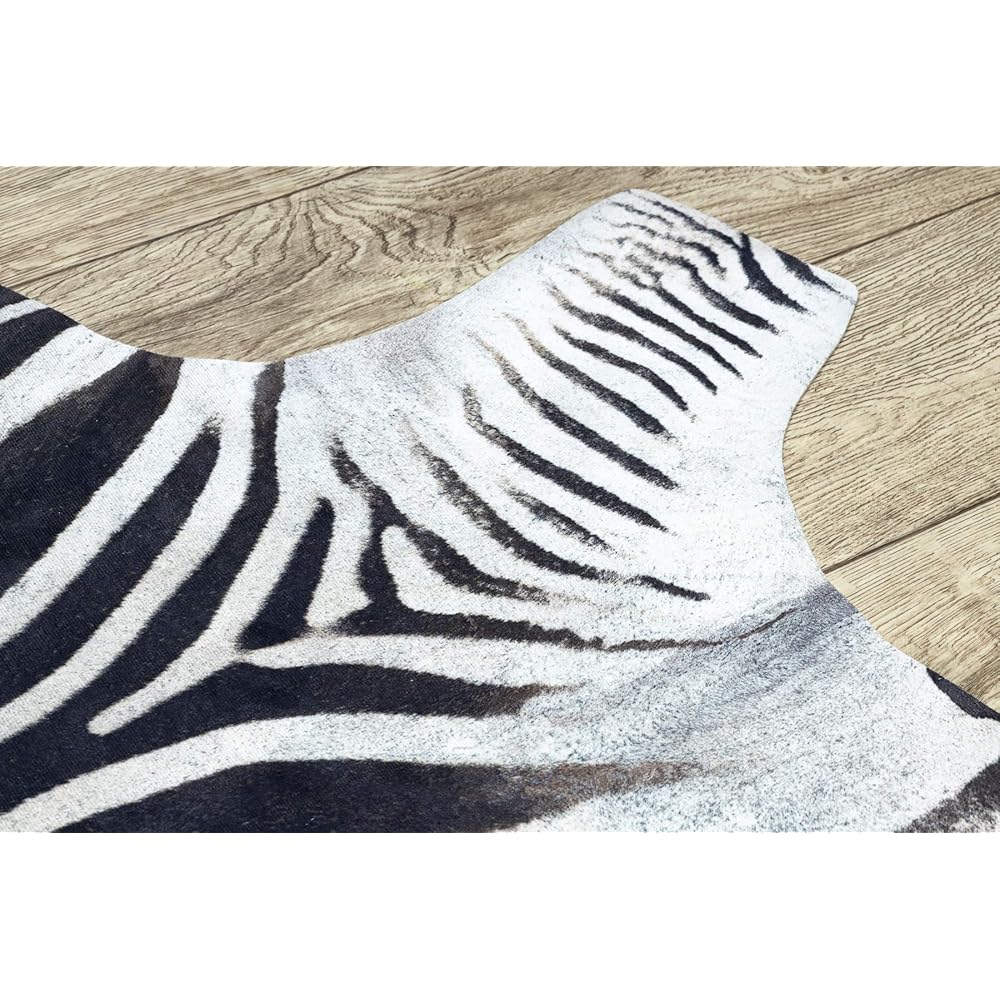 rugsx Tapis imprimé Cowhide, Zèbre, Motif Animal, Faux Cuir, Tapis de Sol pour Le Salon, la Maison, la Chambre à Coucher, DIY Crafts, Blanc Noir 100x150 cm : Cuisine et Maison