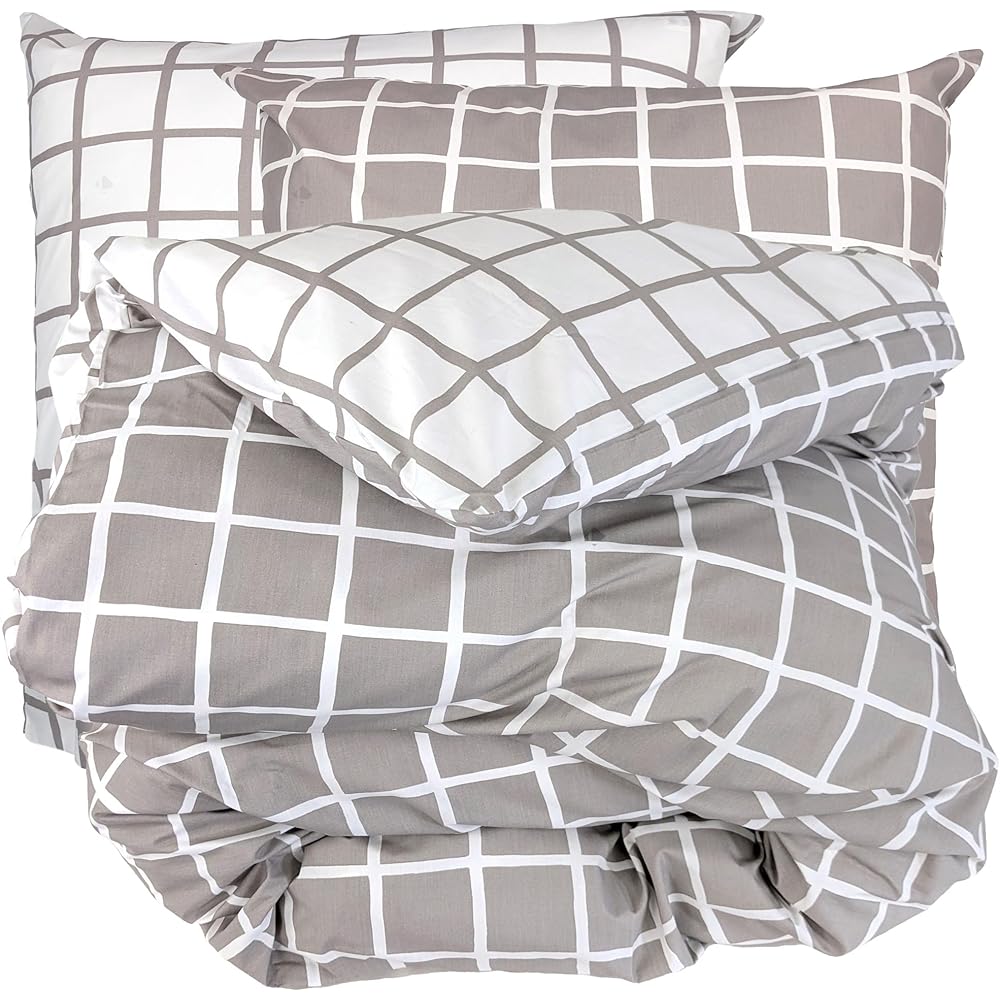 Parure de lit 260x240 cm Percale 100% Coton DDM Max Gris 3 pièces : Cuisine et Maison