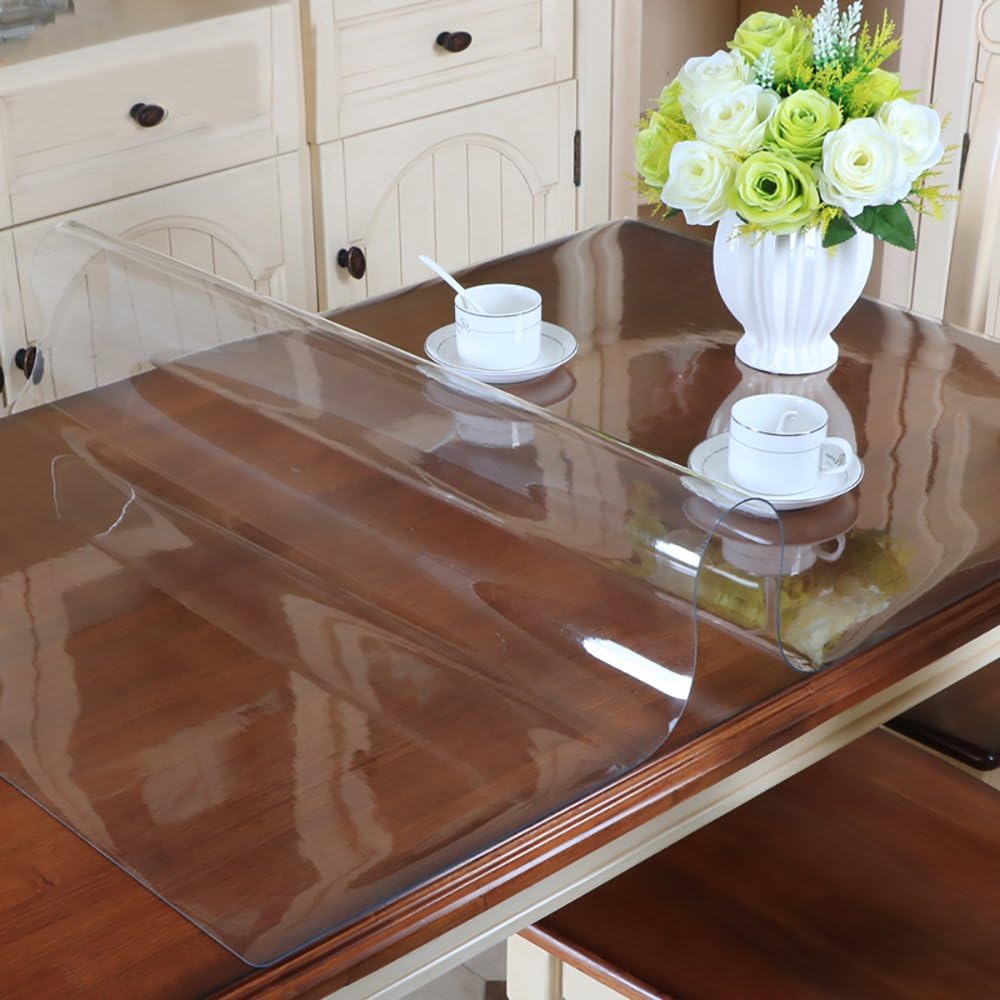 Magilona Homen Nappe en PVC transparente étanche et protectrice pour table/bureau Protège-table Rectangle Taille sur mesure, Bois dense PVC, transparent, 39.4x78.8 Inch (100x200 cm) : Cuisine et Maison