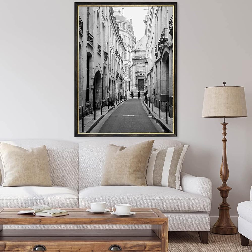 Ceanothe Cadre Photo 60x80 cm Noir Finition Doré Convient au A2 et Affiche Poster Style Baroque Elegant Noble Collection Pandore en Bois FSC Verre Acrylique Incassable Fabriqué en France : Cuisine et Maison