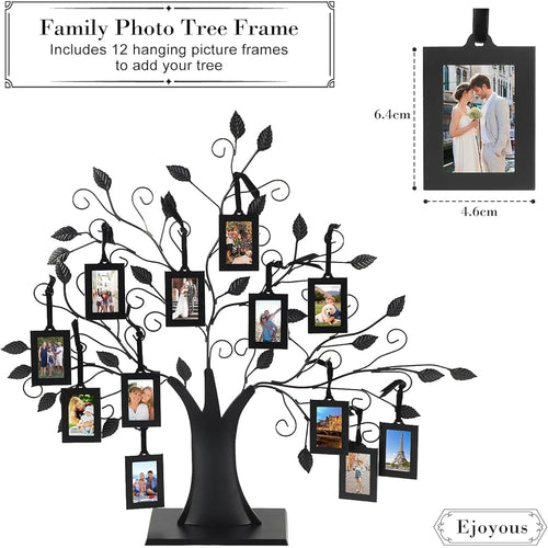 Cadre Photo Arbre Généalogique, 6 Suspendus/12 Photos Suspendues Affichage Photos de Famille Cadre Arbre D'affichage avec Cadres Photos Suspendus Décoration(L-Avec 12 cadres photo 6,4 * 4,6 cm) : Cuisine et Maison