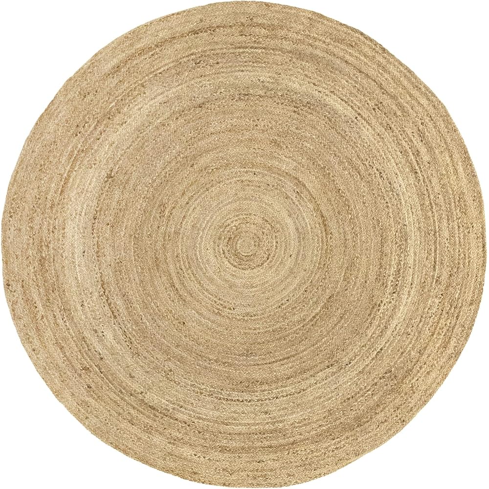 HAMID - Tapis Jute Naturel, Jute Alhambra Rond, Tressé à la Main, Tapis 100% Fibre de Jute pour Salon, Chambre, Décoration, (200x200cm) : Cuisine et Maison