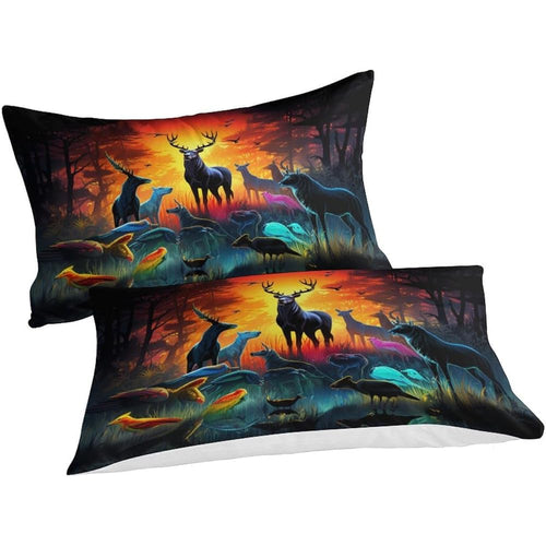 Animaux de la forêts 2 Pièces avec Fermeture Éclair,pour Adultes Hommes Jeunes Garçons Enfants Housse De Couette Super King（260x220cm） : Cuisine et Maison