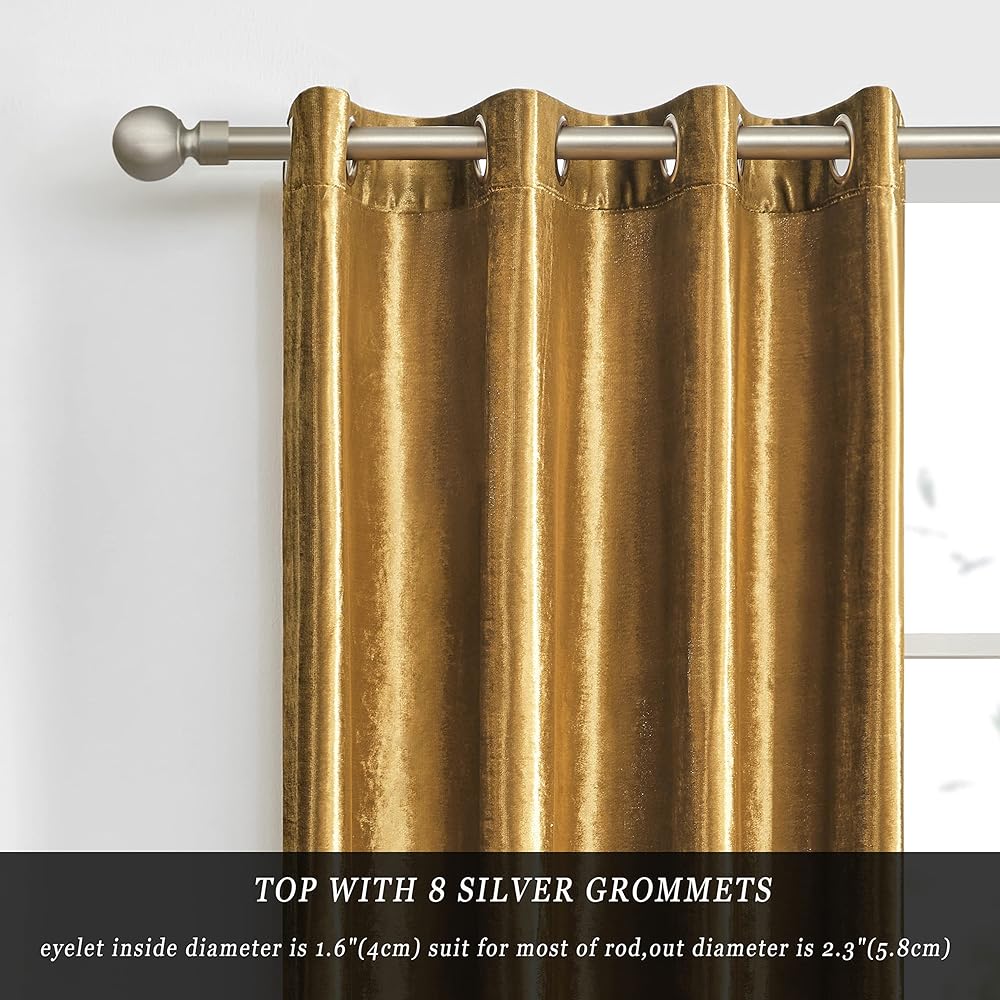 GIGIZAZA Rideaux en Velours d'Or 140 x 240 cm (Large X Longue) - Occultants Eyelet Spot pour Salon et Chambre à Coucher - Isolants 2 Pièces : Cuisine et Maison