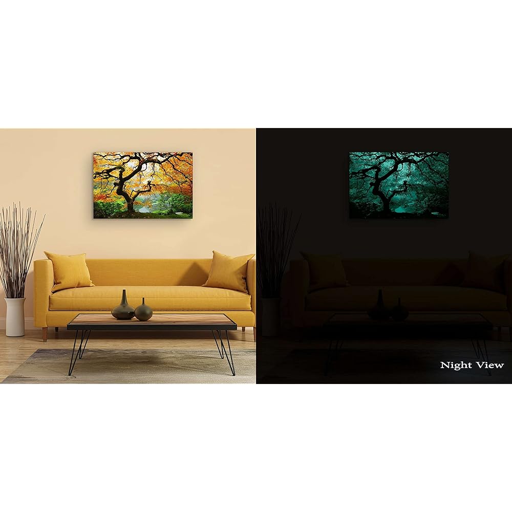 Startonight Impression Sur Toile Arbre d'érable, Tableau Nature- Decoration Murale Salon Moderne - Image sur Toile - Grande 80 x 120 cm Idée Cadeau Élégante et Originale Effet Lumineux Nocturne : Bébé et Puériculture