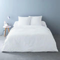Alpes Blanc Housses de Couette Unies rayées + 2 taies Pur Satin de Coton : Cuisine et Maison