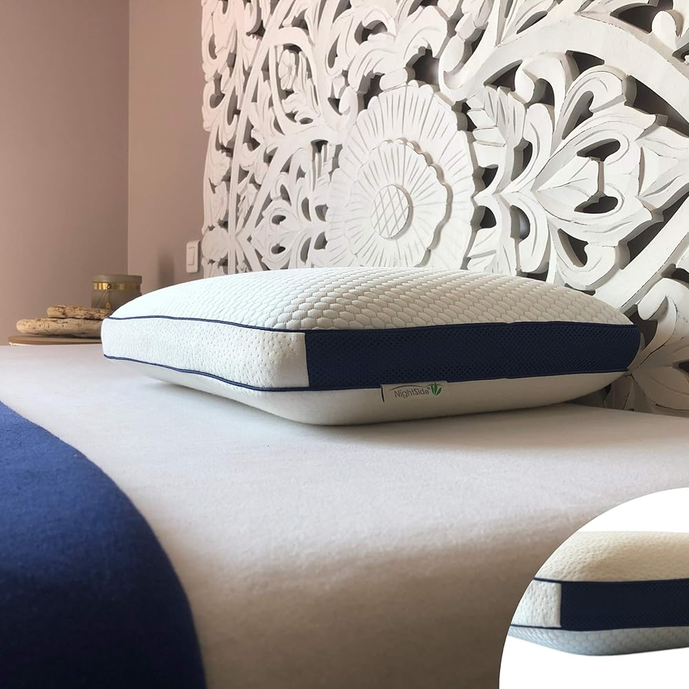 NightSide® Oreiller à mémoire de forme Premium. Coussin anti-transpirant adapté aux douleurs cervicales. Housse bambou hypoallergénique, double face. Oreiller ergonomique cervical modèle: médium/moyen : Cuisine et Maison