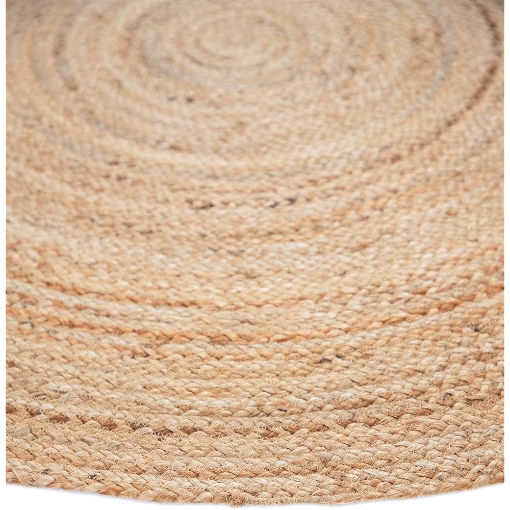 CarpetFine Tapis Jute Nele Ronde Couleur Naturelle Beige Ø 150 cm tissé à la Main en Jute | Tapis Naturel Moderne Uni en Tapis tissé Plat de Style Boho pour Le Salon et la Chambre à Coucher : Cuisine et Maison