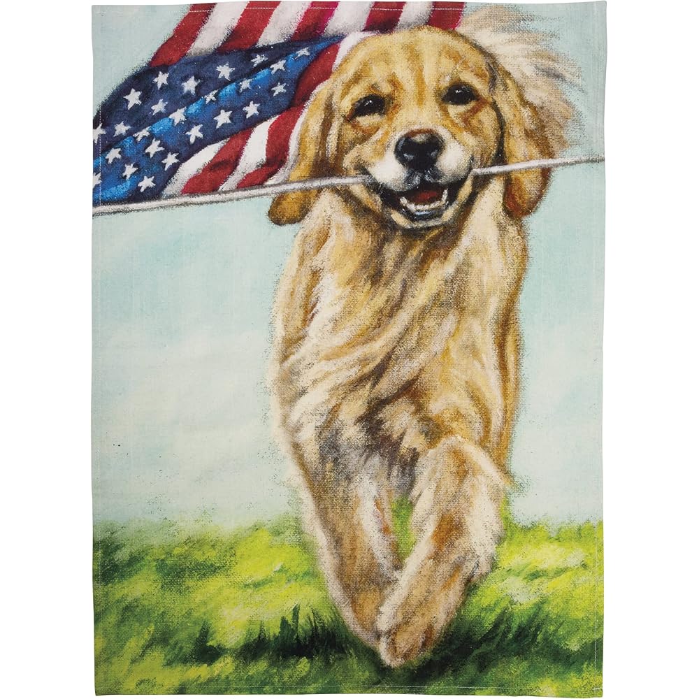 Primitives by Kathy Torchon à vaisselle Motif chien et drapeau : Cuisine et Maison