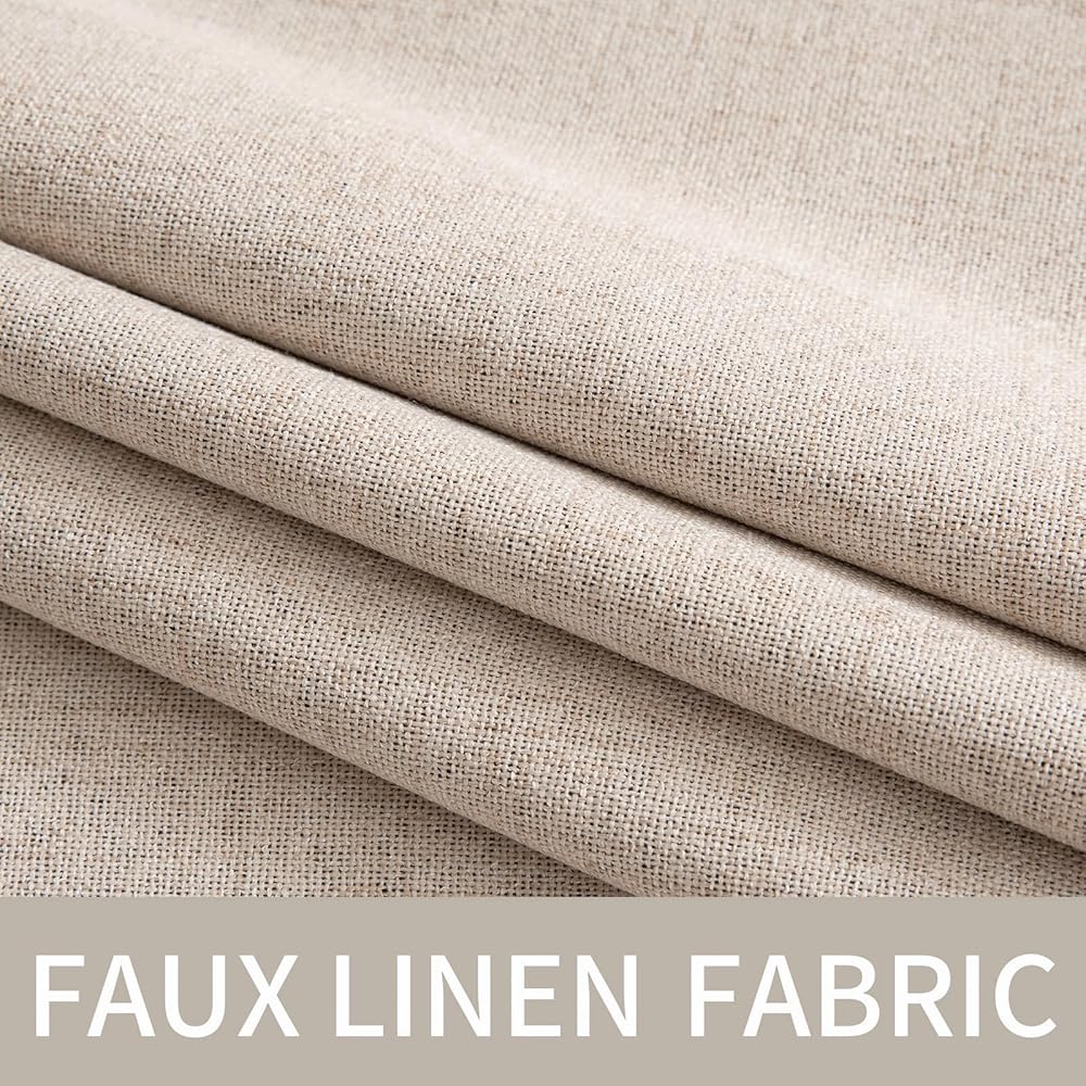 MIULEE Rideaux Opaques Isolants Thermiques avec Oeillets en Lin 100% Occultants - Protection Contre Le Froid pour Le Salon, Lot de 2, 140 x 260 cm, Beige : Cuisine et Maison