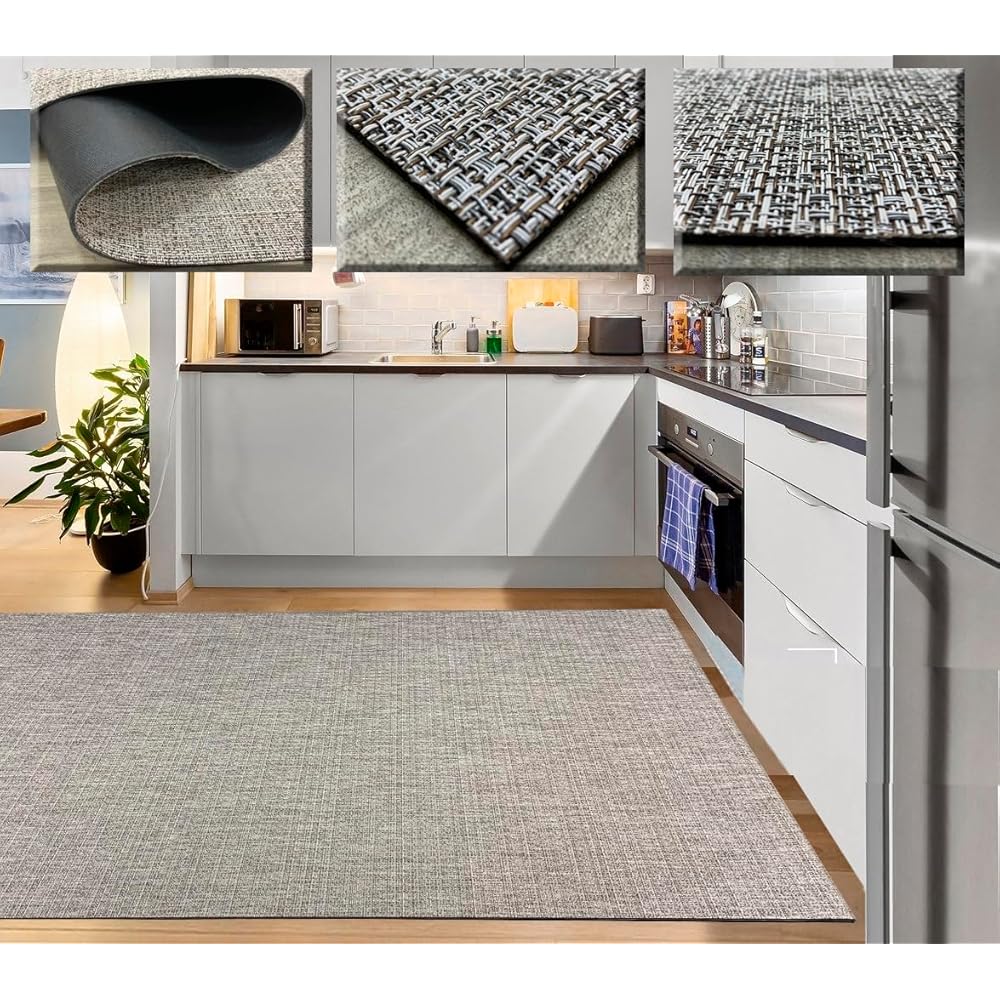 Tadi &amp; Imperio1979 Tapis en Vinyle tressé 60 x 400 cm - Tapis en Vinyle - Tapis extérieur - Tapis de Cuisine - Tapis Vinyle Cuisine - Tapis Salon - Tapis d'entrée : Cuisine et Maison