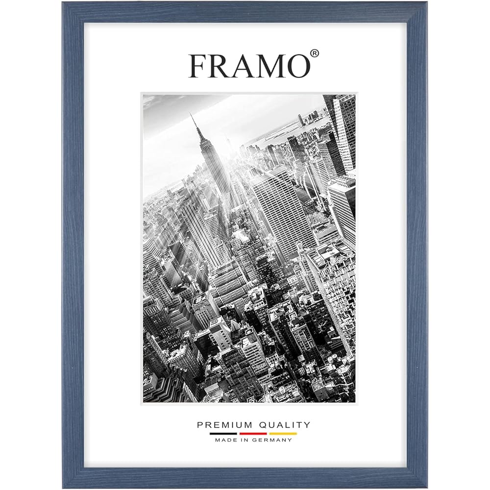 FRAMO Cadre photo en bois 16 x 149 cm sur mesure - Bleu Ardoise | Couleur/Taille sélectionnable | verre acrylique antireflet | Cadre pour Puzzle | Photos | affiche : Cuisine et Maison
