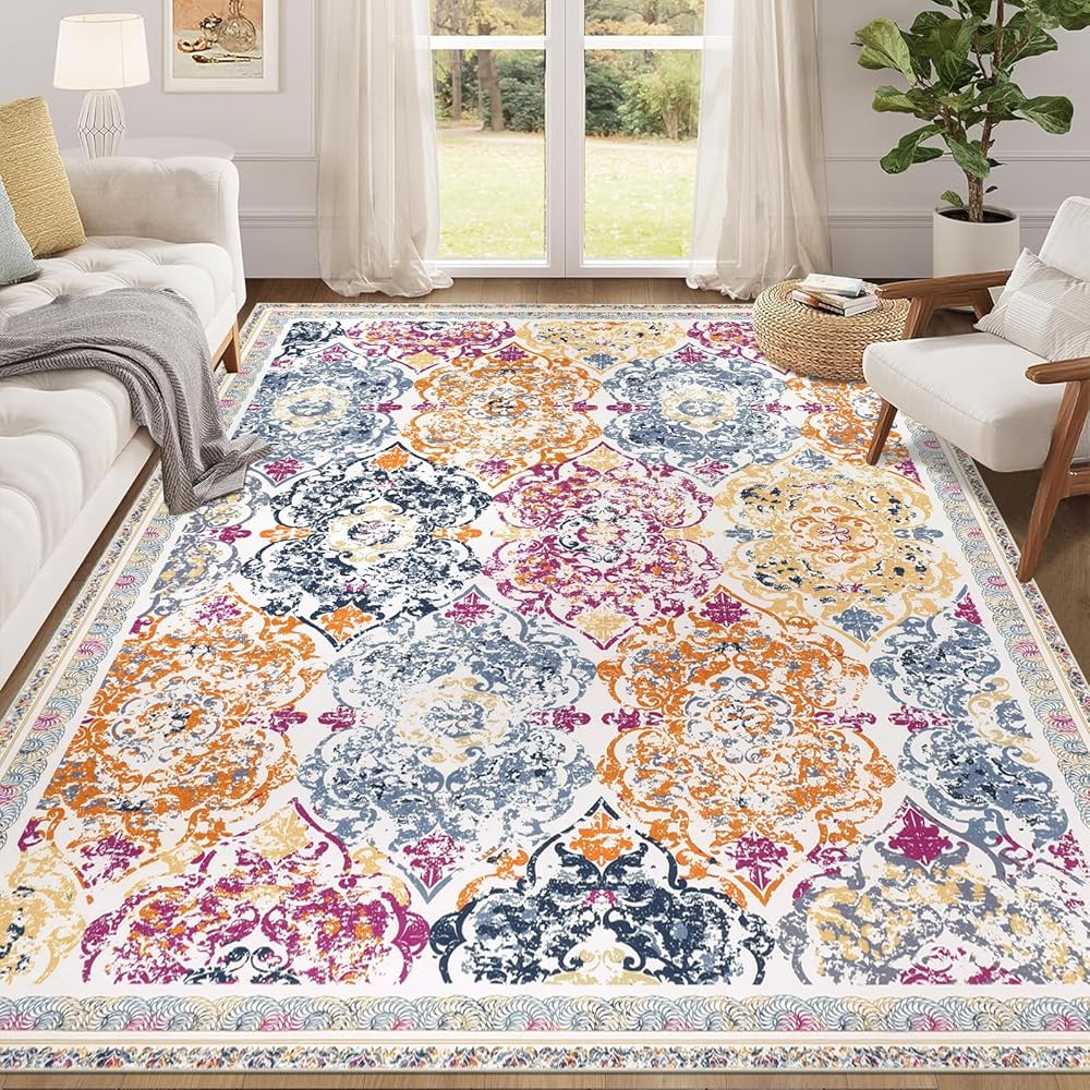 Enyhom Tapis de couloir, extra long, antidérapant, lavable en machine, pour salon, entrée, buanderie (coloré, 160 x 230 cm) : Cuisine et Maison