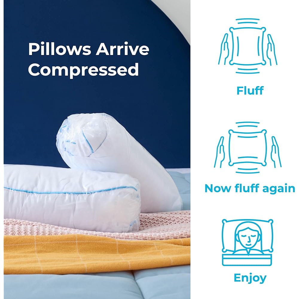 Linenspa Lot de 2 – Lot de 2 oreillers en mousse à mémoire de forme déchiquetée pour dormir – Oreiller pour dormir sur le ventre, sur le côté et sur le dos, très grand lit : Cuisine et Maison