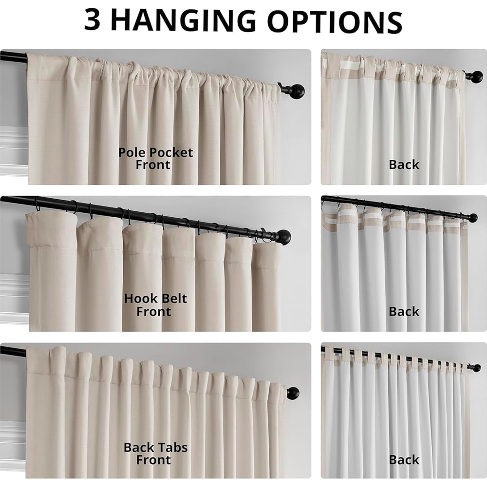 HPD Half Price Drapes BOCH-LN-DW-P Rideau occultant Extra Large en Lin (1 Panneau) 254 x 274 cm, BOCH-LN1856-108-DW, Bouleau : Cuisine et Maison
