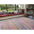 Second Nature Online - SHANTI Tapis multicolore | Tissé à la main | Respectueux de l'environnement : tissu 100 % recyclé | Source éthique | Tissage plat (240 cm x 240 cm) : Cuisine et Maison